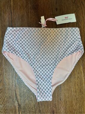 Vineyard Vines Pink High-Waist Swim Bottoms with Shell Print NWT